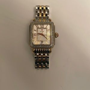 Ladies Two Tone Michele Deco Diamond Madison in 18mm gold and steel band